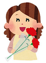 母の日　お母さんとカーネーション