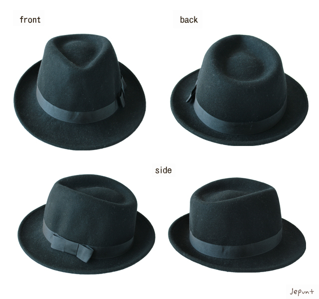 帽子■男女兼用　ウールフェルトハット（中折れ帽）/ブラック