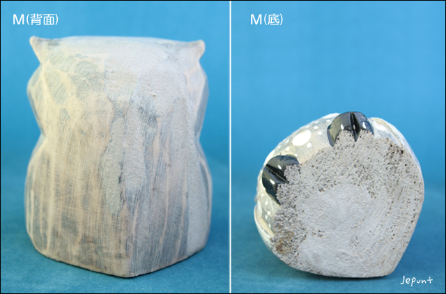 エスニック雑貨■バリ島　白フクロウの木製置物３点セット（M）